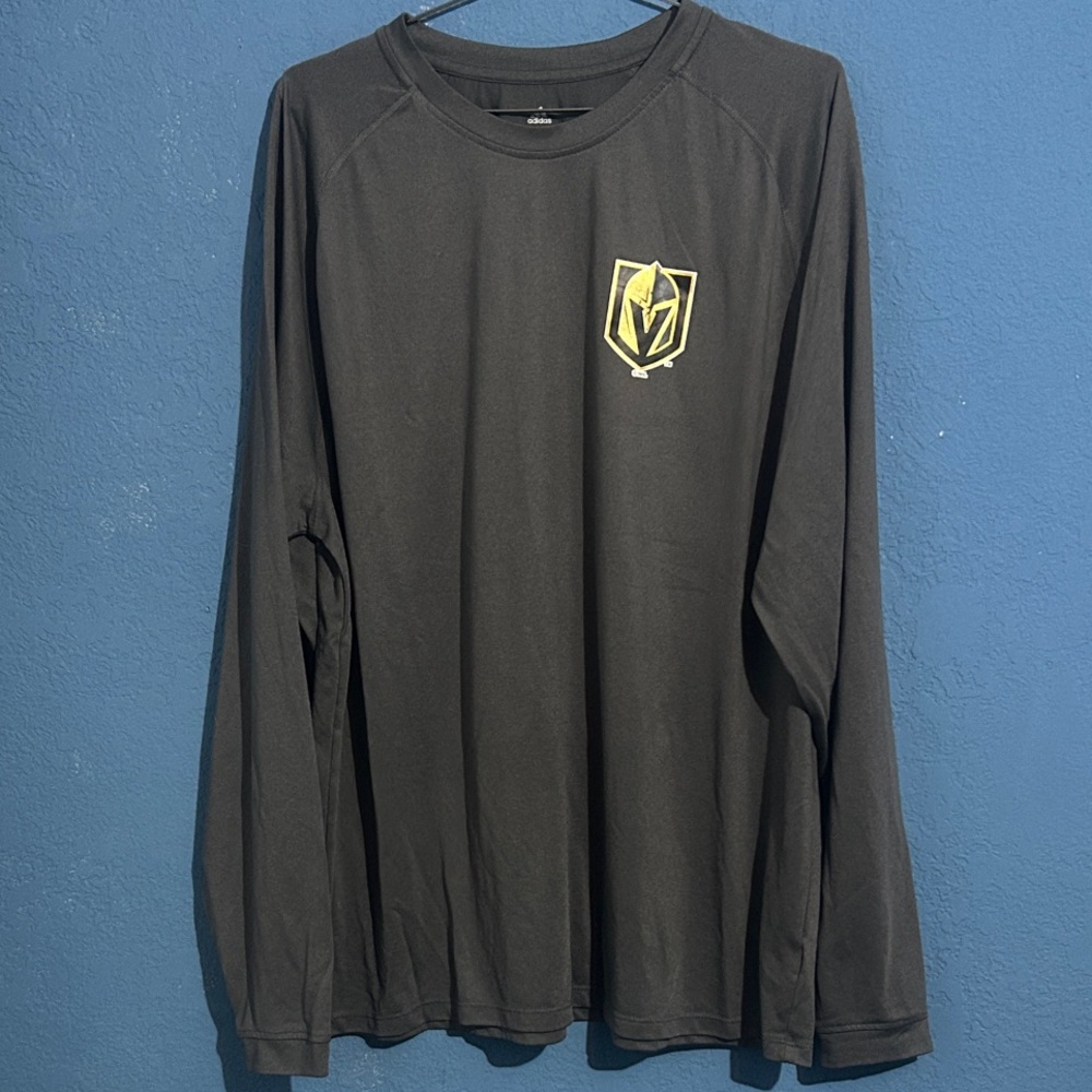 adidas Vegas Golden Knights Gray Long Sleeve Climalite Shirt with Tra Logo